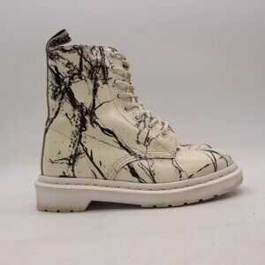 Dr Martens Pascal Marble Women's Size 5 White Patent Leather Ankle Boots